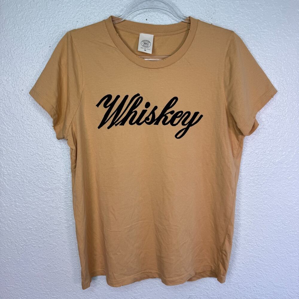 Ragabond Studio Free People Shirt Womens XL Whiskey Graphic Tee USA Western Boho